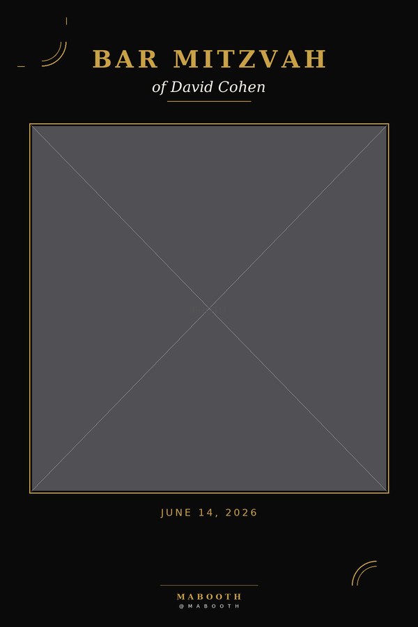 Bespoke Mabooth Bar Mitzvah print layout in black and gold
